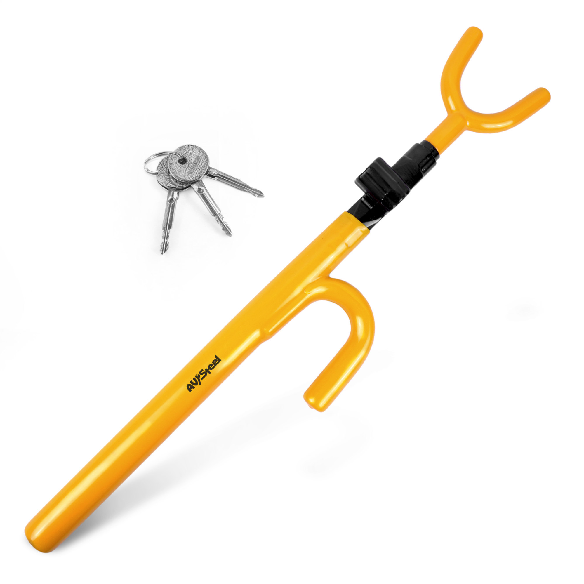 AV Steel Steering Wheel Lock — Universal, Anti-Theft, Adjustable, High-Quality Steel, Model# AV-900100S